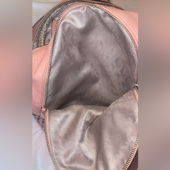 Michael Kors Coral Rhea Medium Studded Pebble Leather Backpack - Picture 6 of 12